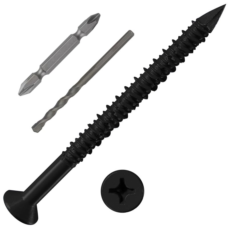 WenSilon(30 PCS) 1/4"" x2-3/4 Black Concrete Screw Anchor Black Flat Head for Anchoring to Masonry, Block or Brick Stucco - Image 1
